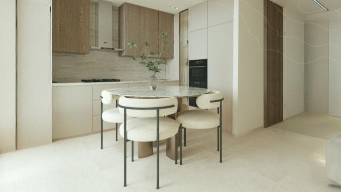 Modern kitchen interior at Zen Lagoons by SANZEN