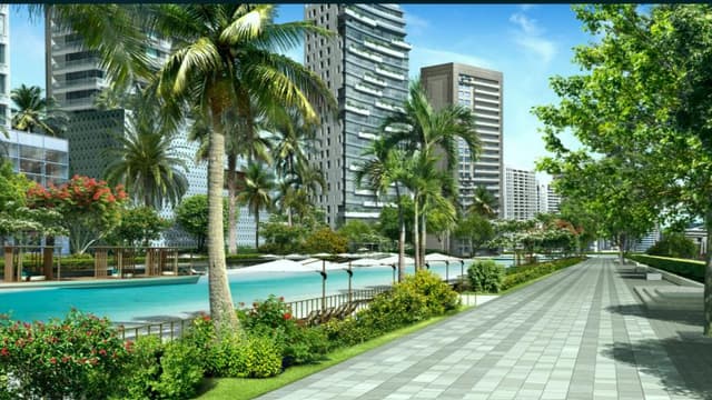 Landscaped outdoor spaces at Zen Lagoons by SANZEN