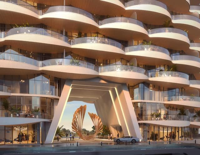 Building facade at Aqua Arc by BNW in Marjan Island