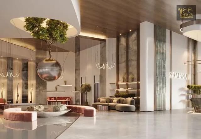 Building facade at SAMANA Boulevard Heights by Samana Developers in Dubai Land Residence Complex