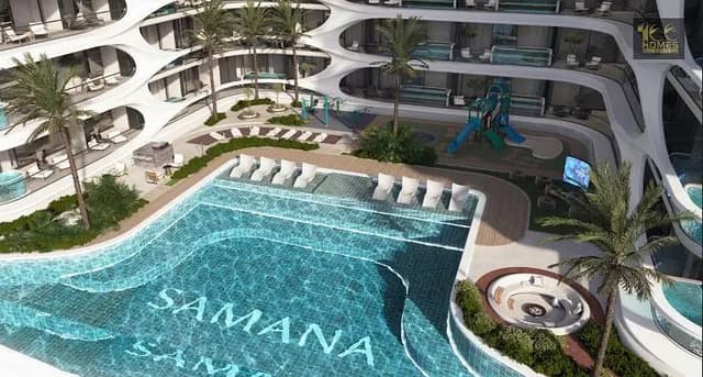 Dubai Land Residence Complex - Living space at SAMANA Boulevard Heights
