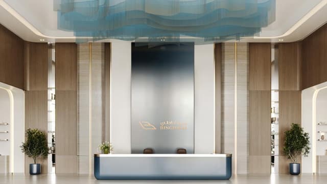 Binghatti Cullinan luxury lobby interior design with modern reception area
