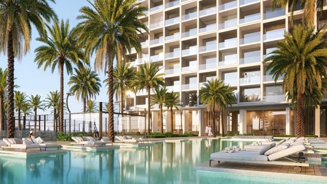 Binghatti Cullinan waterfront amenities with pool landscaped courtyard and leisure spaces