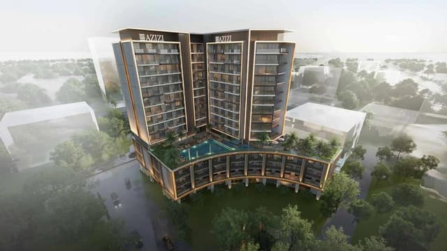 Building facade at AZIZI GABRIEL by Azizi developments in Wasl Gate – Jebel Ali