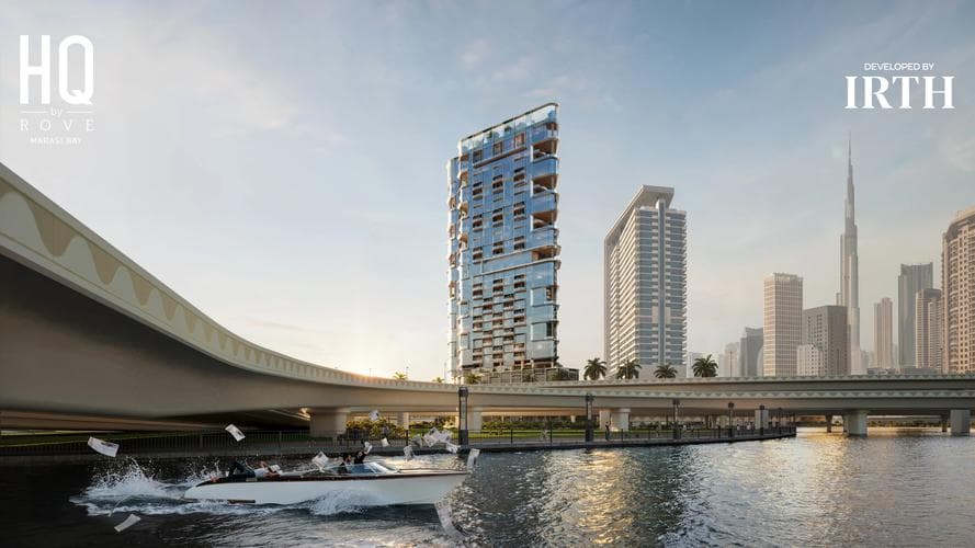 Building facade at HQ by Rove by IRTH in Business Bay