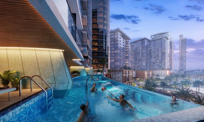 Building facade at Orchid Towers by Tiger Group in Tiger Downtown Ajman