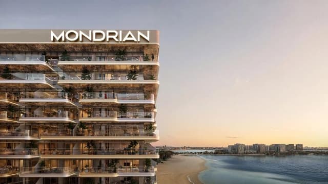 Building facade at Mondrian by Elevate in Marjan Island