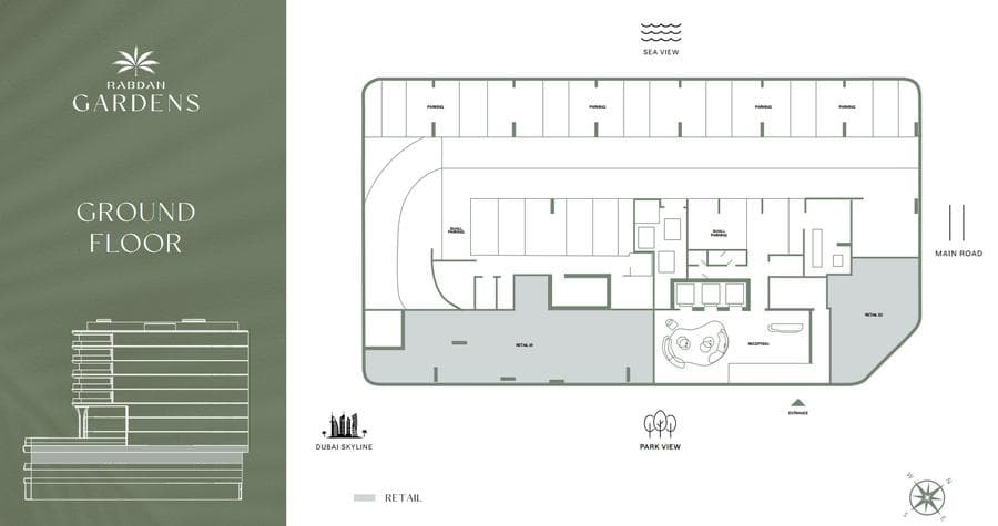 Building facade at Rabdan Gardens by Rabdan Developments in Jumeirah Garden City