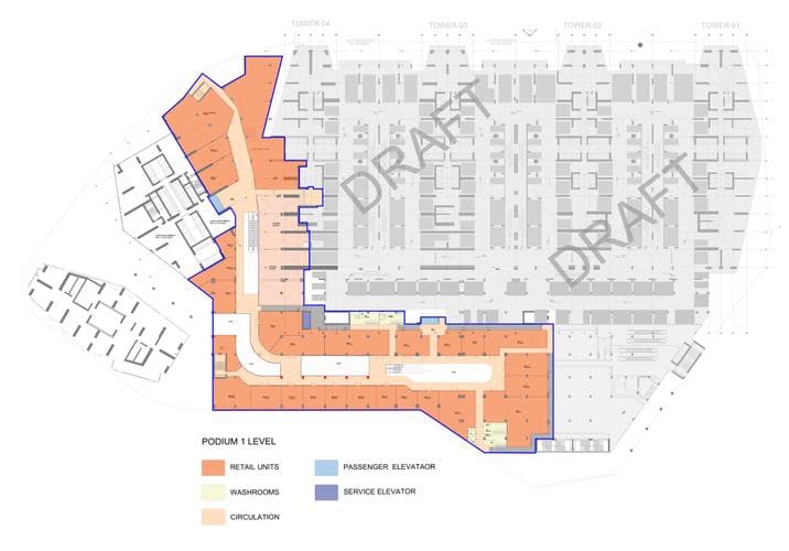 Building design at Sobha Central Mall in Jebel Ali Village