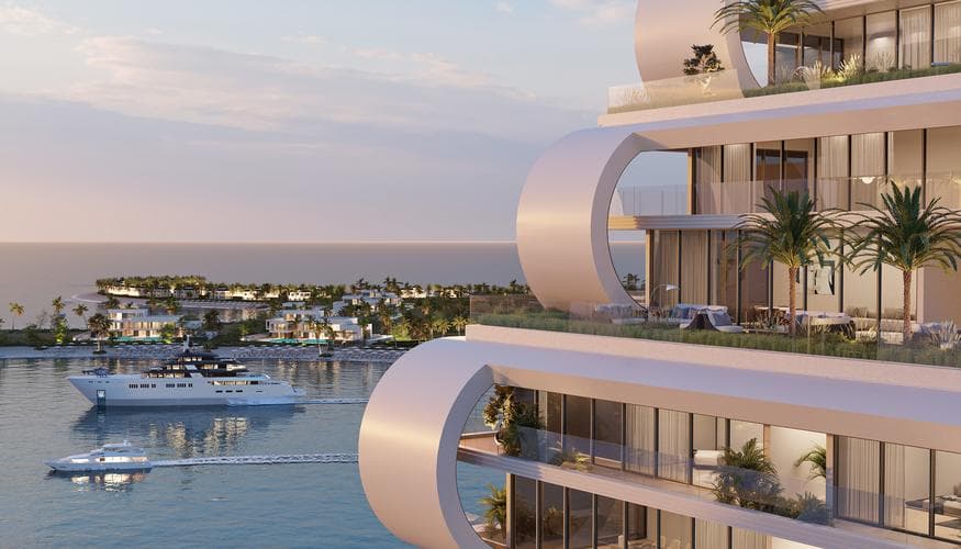 Building facade at JW Marriott Residences by WOW Resorts in Marjan Island