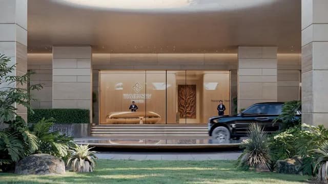 Building facade at Tiger Sky Tower by Tiger Group in Business Bay