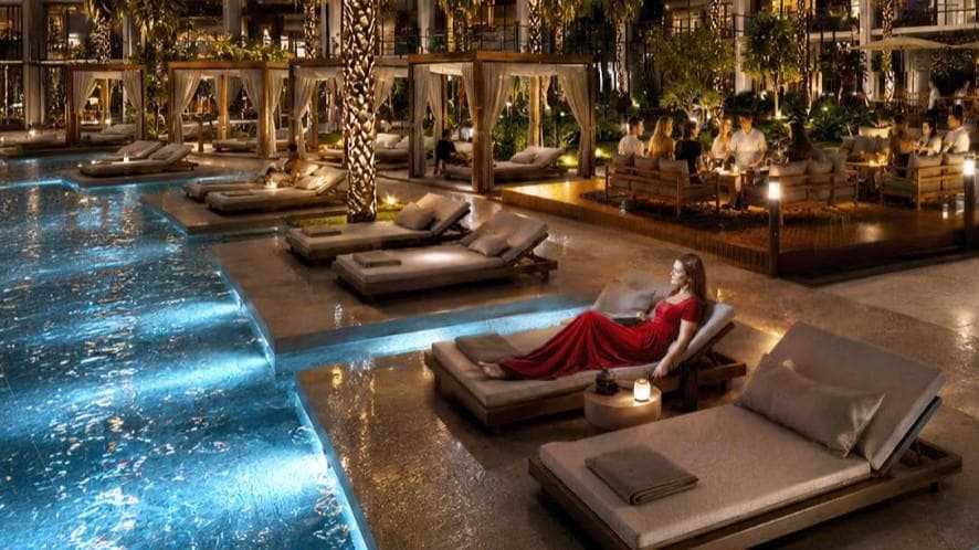 Luxury Binghatti Wraith swimming pool with modern design
