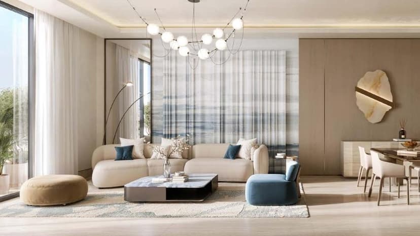 Stylish Binghatti Wraith living room with open-plan layout