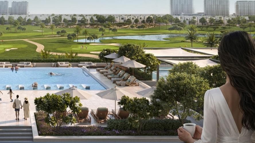 Luxury Golf Fields residences with panoramic golf course views, lush green landscapes