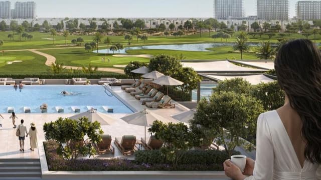 Luxury Golf Fields residences with panoramic golf course views, lush green landscapes