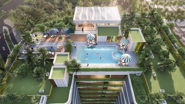 Swimming pool and lifestyle amenities at Forest City Tower II in Dubailand