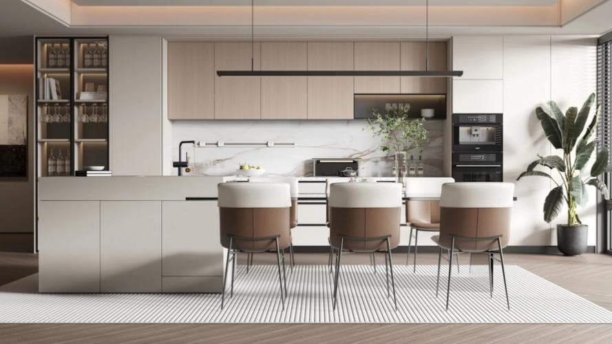 Modern kitchen with premium finishes at Forest City Tower II
