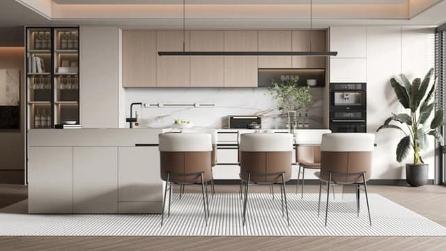 Modern kitchen with premium finishes at Forest City Tower II