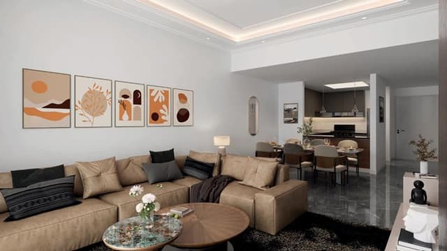 Modern living room with natural light in Azha Al Aamra Residences Ajman