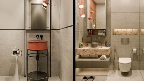 Modern bathroom at RAW District apartment