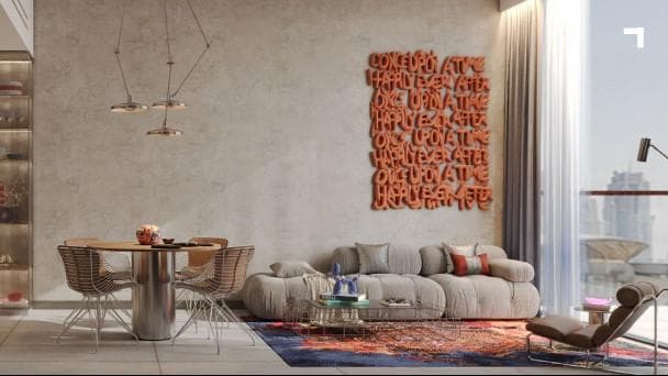 Living room interior at RAW District apartments