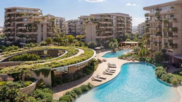 Exterior view of Arancia Yards 2 residential buildings in City of Arabia, Dubai