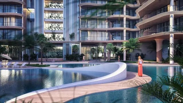 Building facade at Manta Bay by Major in Marjan Island