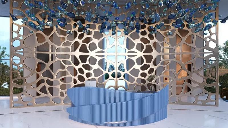 Indoor area at Manta Bay by Major in Marjan Island