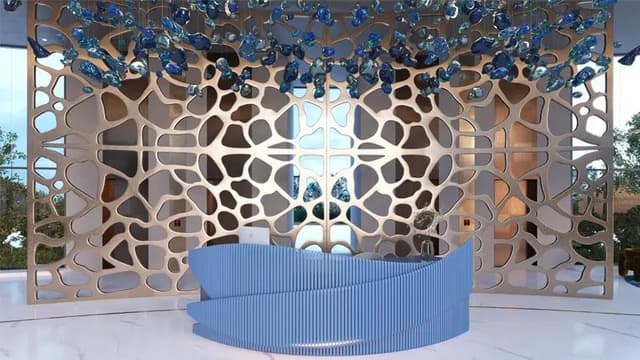 Indoor area at Manta Bay by Major in Marjan Island