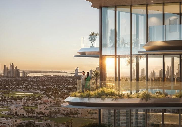 Building facade at One Sky Park by Iman Developers in JVC (Jumeirah Village Circle)